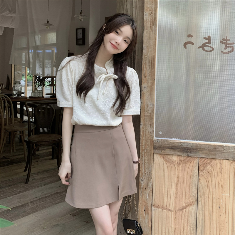 Slim skirt cstand collar cheongsam 2pcs set
