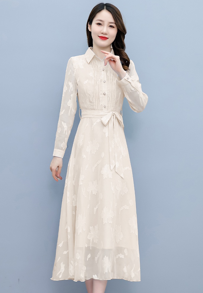 Long sleeve long dress temperament dress for women