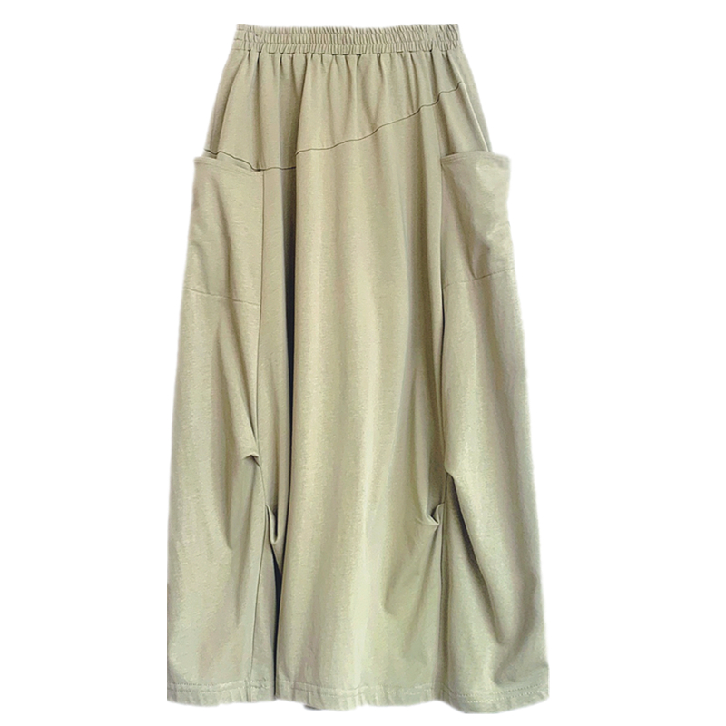 Long high waist pockets irregular slim skirt