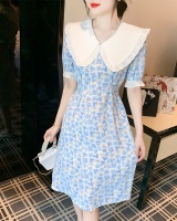 Doll collar floral dress slim retro long dress for women