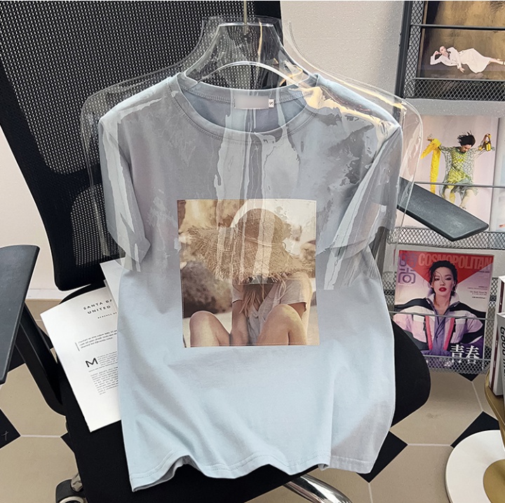 All-match Western style T-shirt loose tops for women