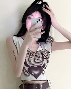 Spicegirl slim T-shirt sleeveless V-neck tops for women