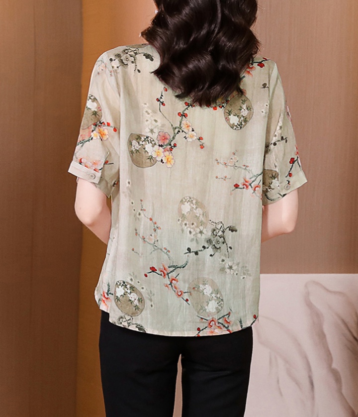 Summer lace T-shirt cotton linen small shirt for women