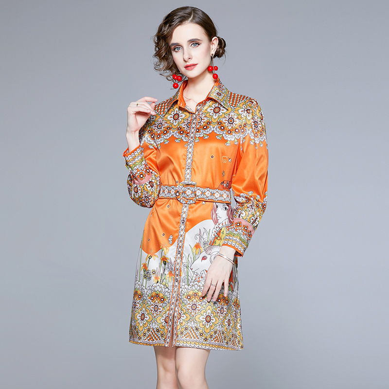 Fashion temperament lapel dress for women