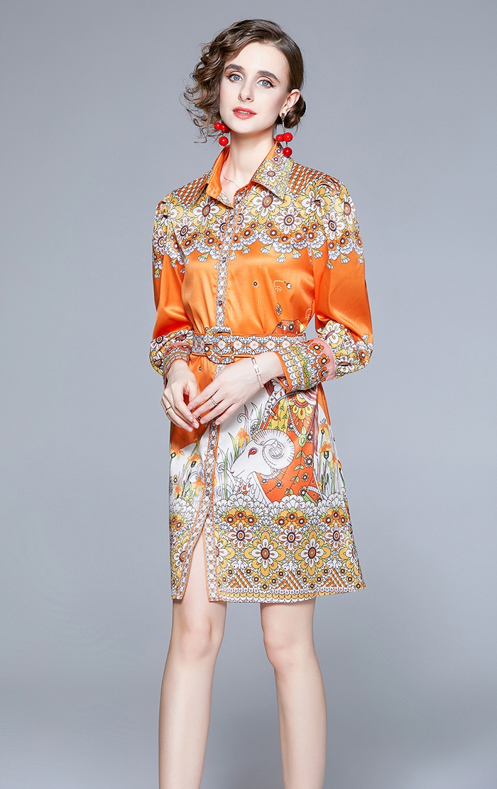 Fashion temperament lapel dress for women