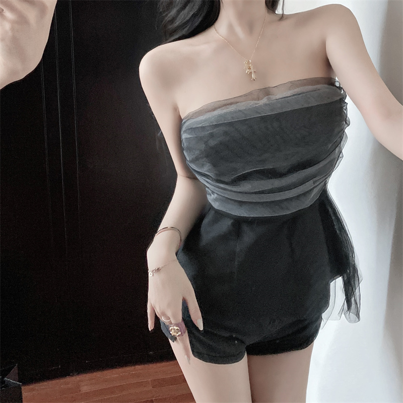 Wrapped chest beautiful vest flat shoulder tops for women