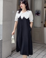 Double Pseudo-two slim summer large yard doll collar dress