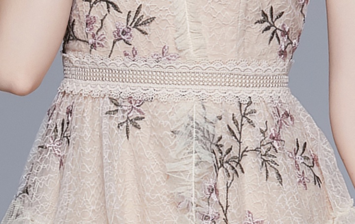 Slim embroidery gauze cake summer temperament dress