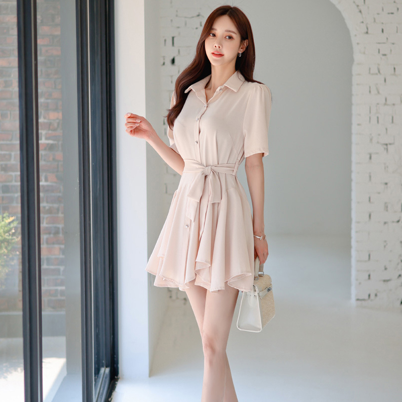 Summer fashion temperament dress slim elegant Korean style shirt