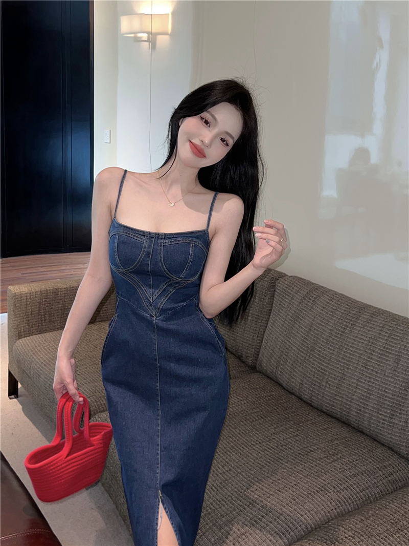 Summer blue long dress sexy dress for women