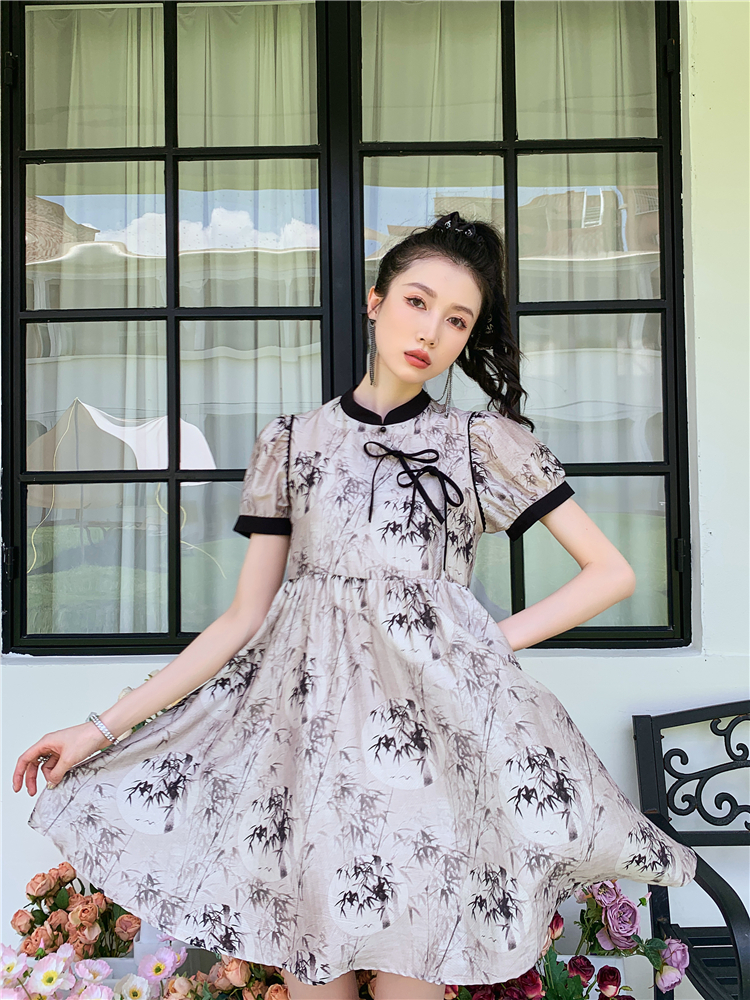 Printing cheongsam summer dress for women