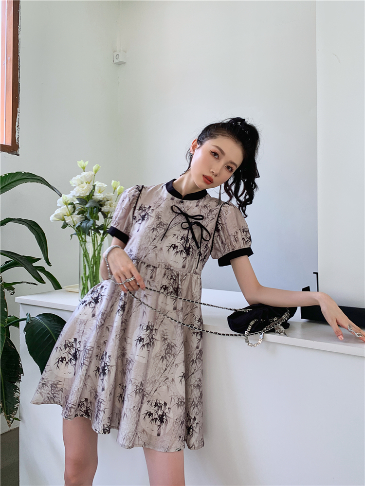 Printing cheongsam summer dress for women