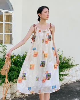 Sling tassels colorful printing dress