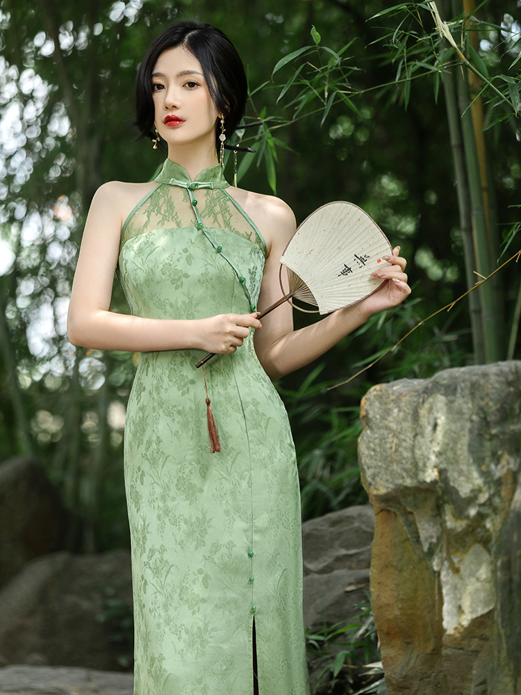 Chinese style dress collocation thin cardigan 2pcs set