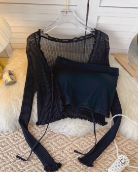 Summer cardigan knitted vest 2pcs set for women