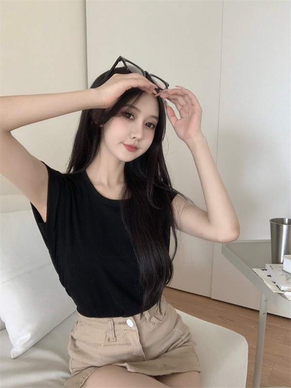 Summer irregular T-shirt sleeveless short sleeve tops