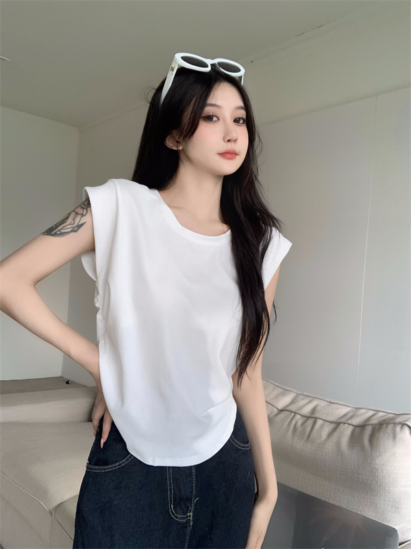 Summer irregular T-shirt sleeveless short sleeve tops