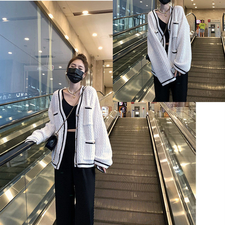 Lazy knitted coat long sleeve all-match sweater for women
