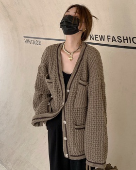 Lazy knitted coat long sleeve all-match sweater for women
