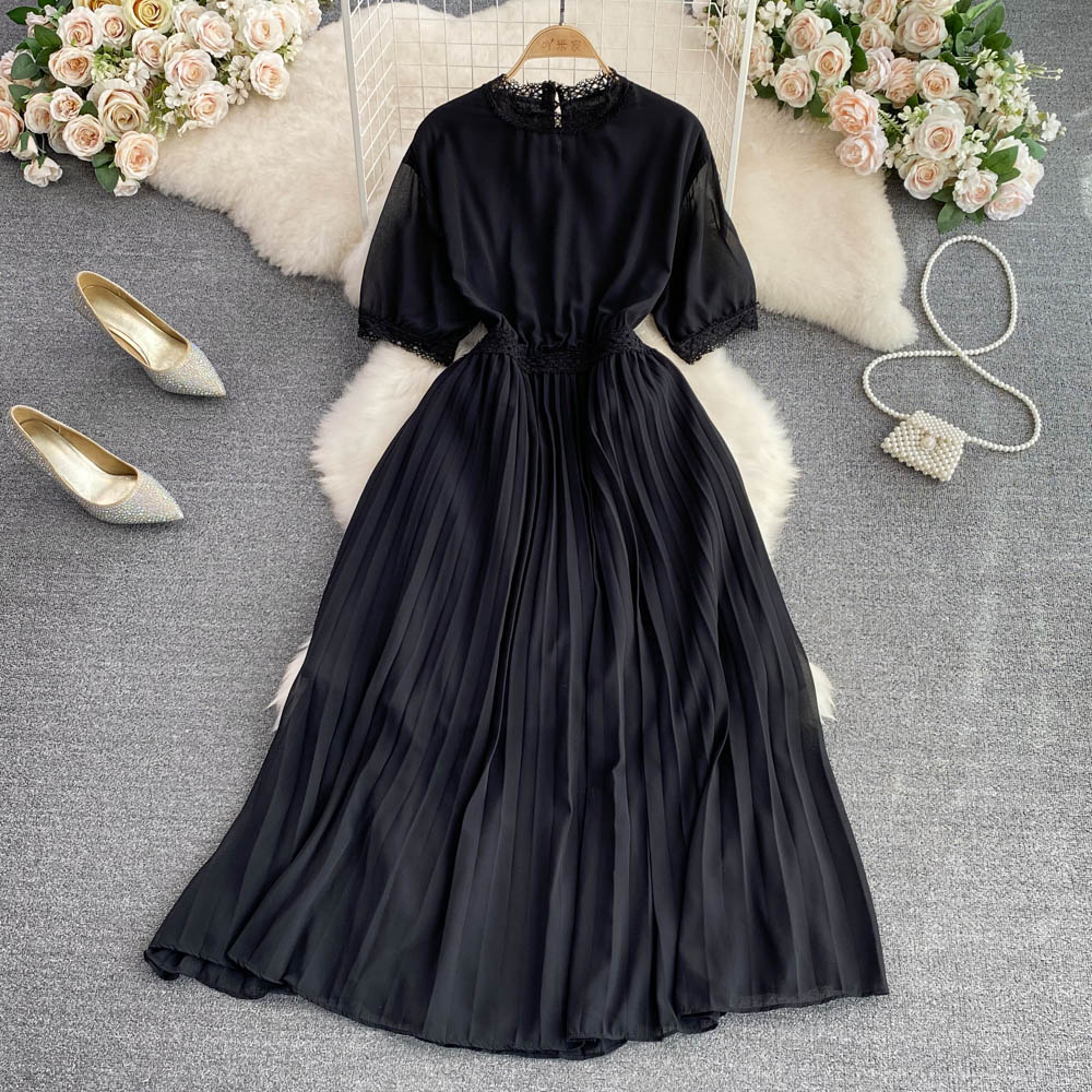 Slim pinched waist long dress temperament summer dress