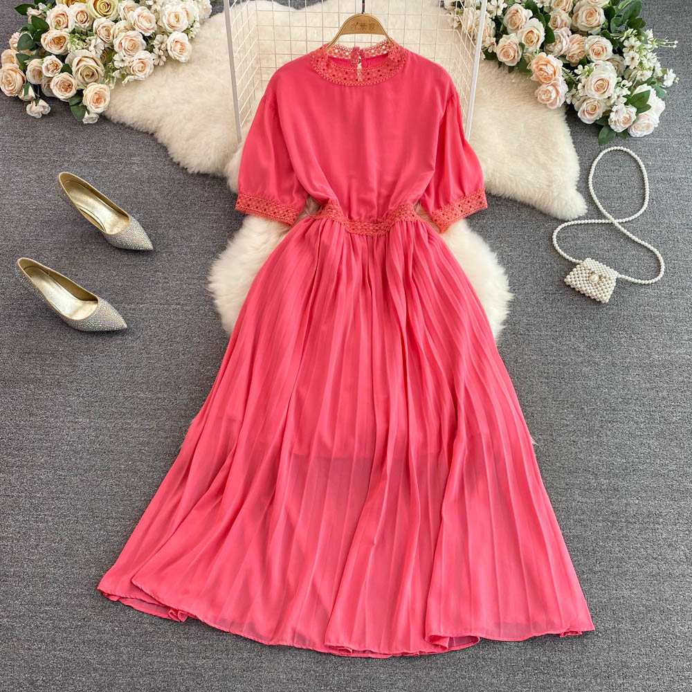 Slim pinched waist long dress temperament summer dress