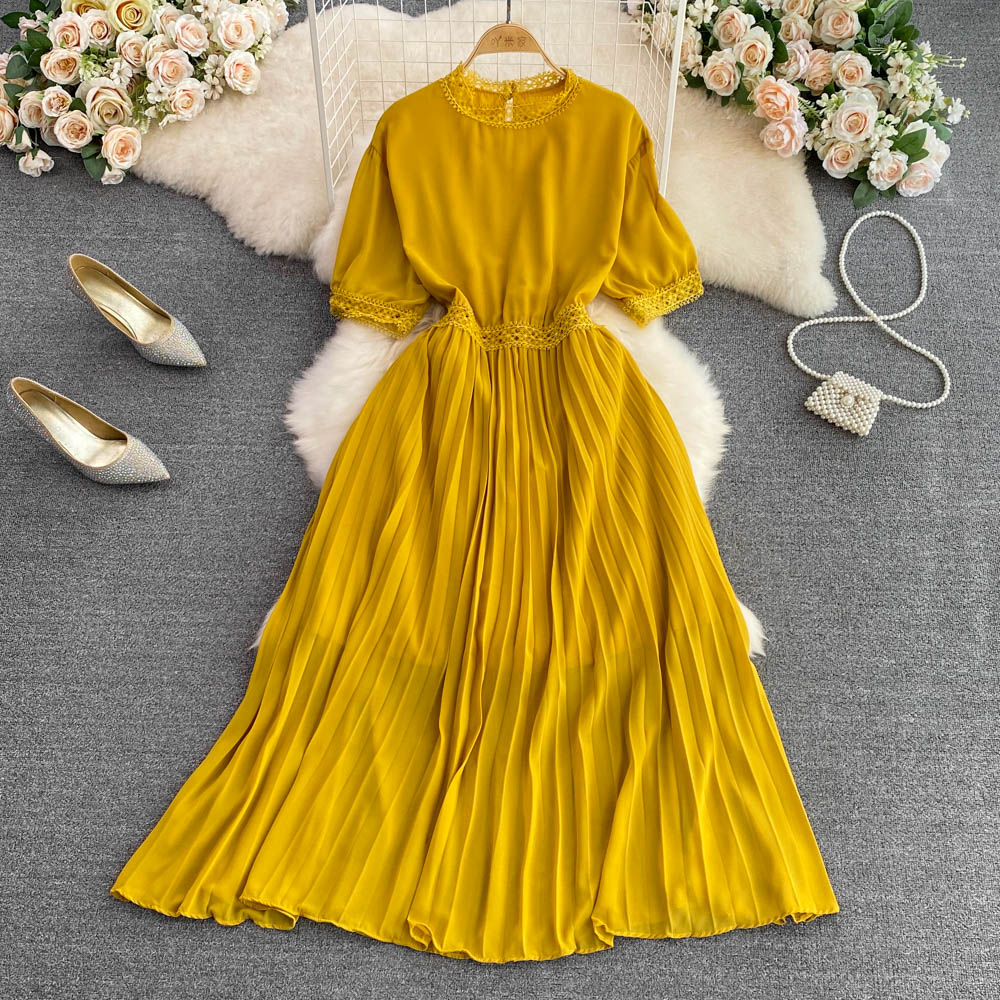 Slim pinched waist long dress temperament summer dress