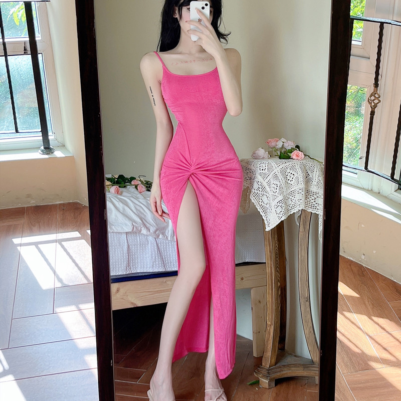 Low-cut summer sling dress sexy slim long dress for women