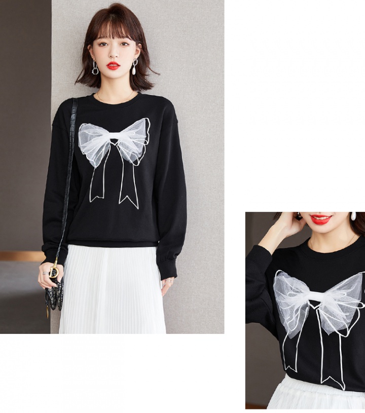 Maiden loose hoodie long sleeve bow tops for women