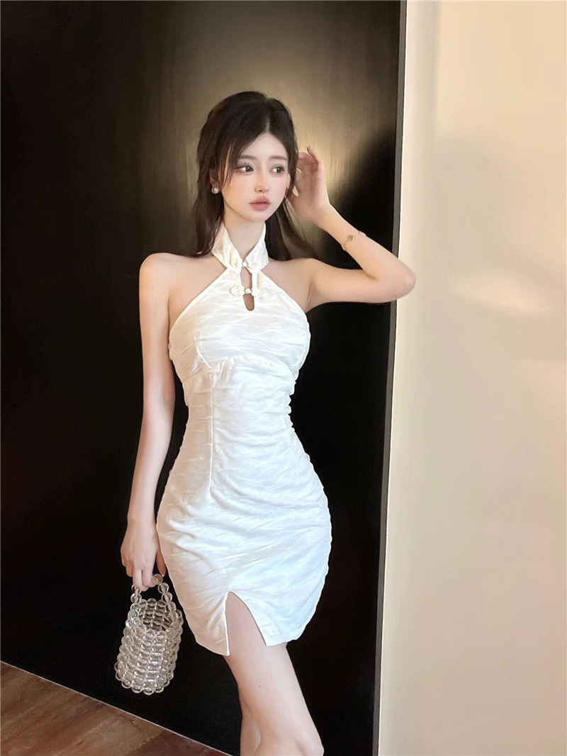 Slim halter dress retro strapless cheongsam