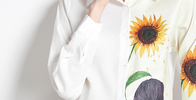 White long sleeve shirt printing tops