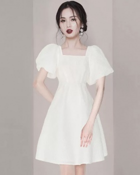 White square collar Western style summer dress for women