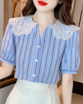 Summer Korean style lace tops sweet doll collar shirt