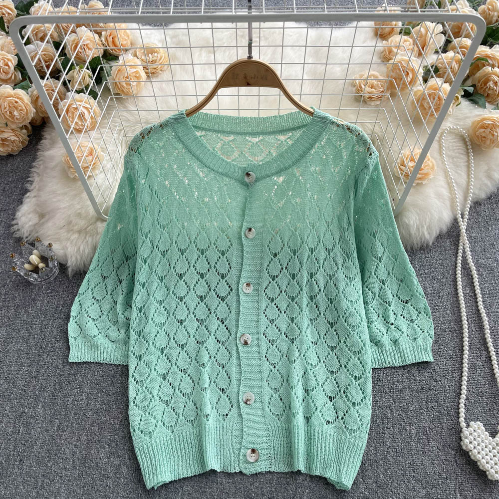 Summer slim France style cardigan knitted loose sunscreen tops