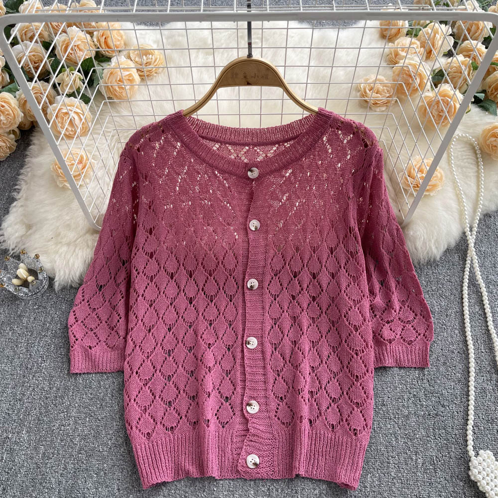 Summer slim France style cardigan knitted loose sunscreen tops