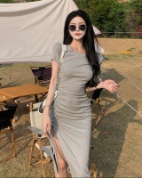 Slim chouzhe T-shirt pure frenum long dress for women