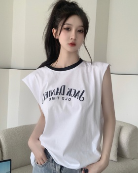 Summer letters loose tops Casual sleeveless T-shirt for women