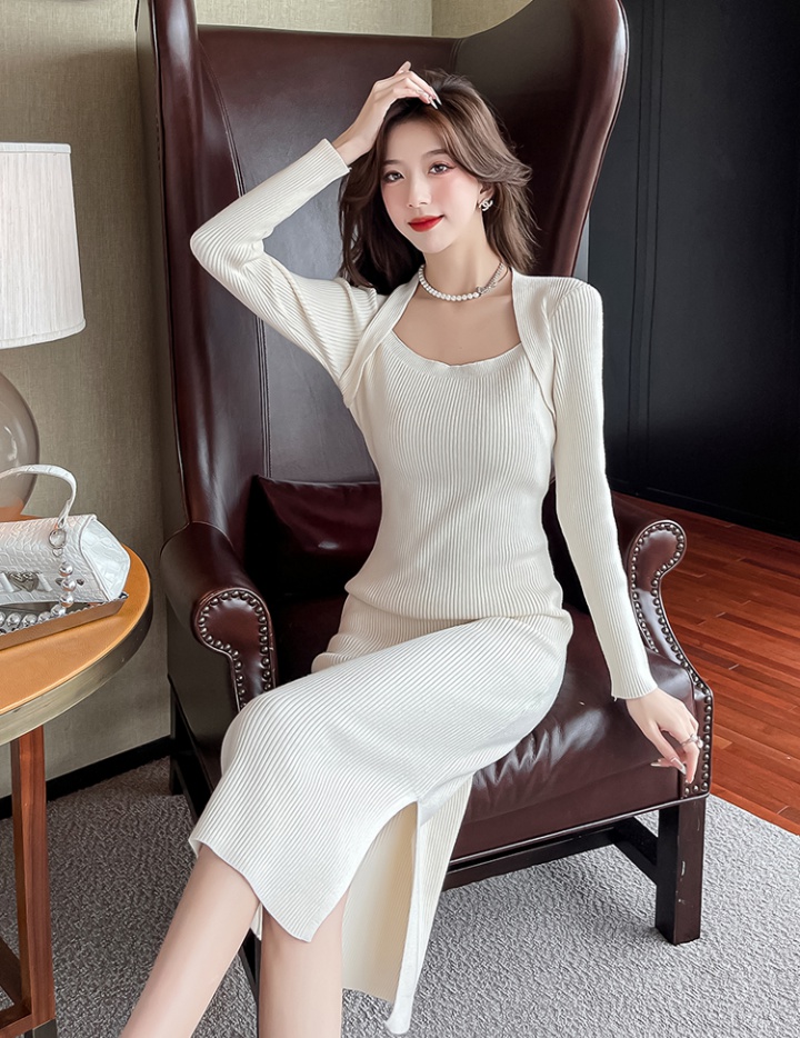 Autumn and winter retro bottoming high waist dress