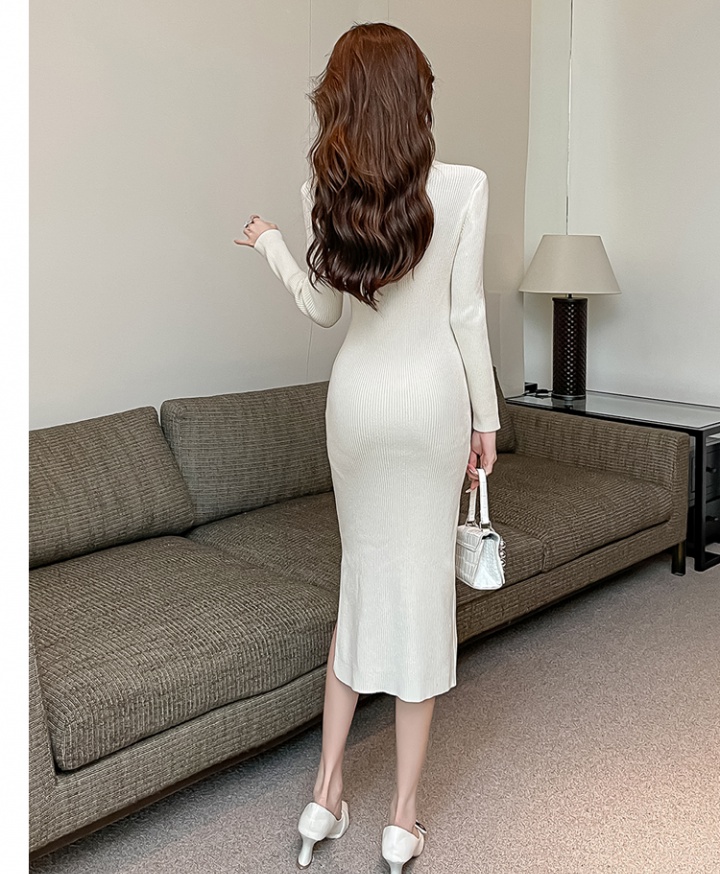 Autumn and winter retro bottoming high waist dress