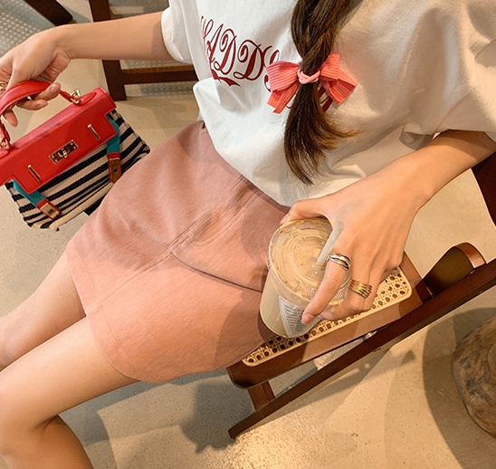 Pink summer skirt package hip short skirt for women
