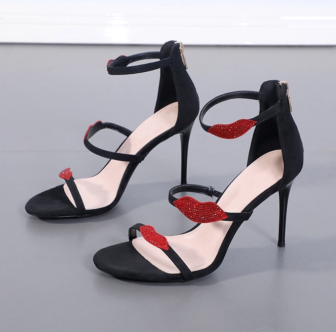 Maiden lip sandals fine-root high-heeled shoes