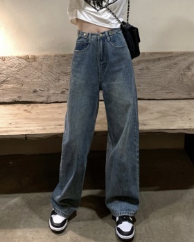 Slim high waist retro jeans straight all-match pants