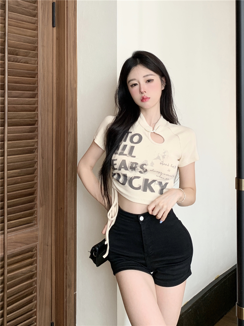 Spicegirl short T-shirt Chinese style tops for women