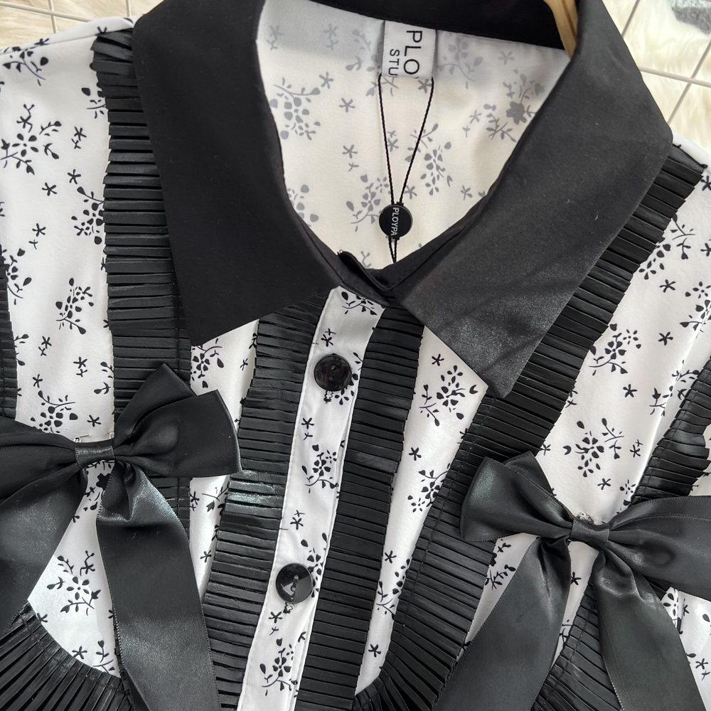 Frenum chiffon shirt Western style bow tops for women