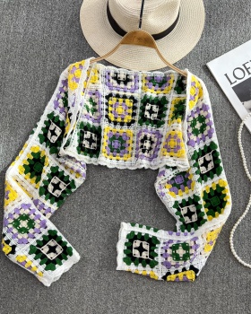 Crochet summer tops colorful knitted shawl for women