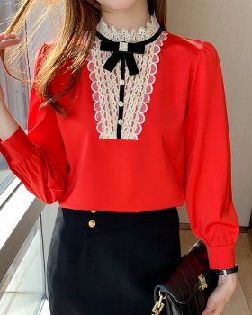 Korean style elegant bottoming shirt fashion lace tops