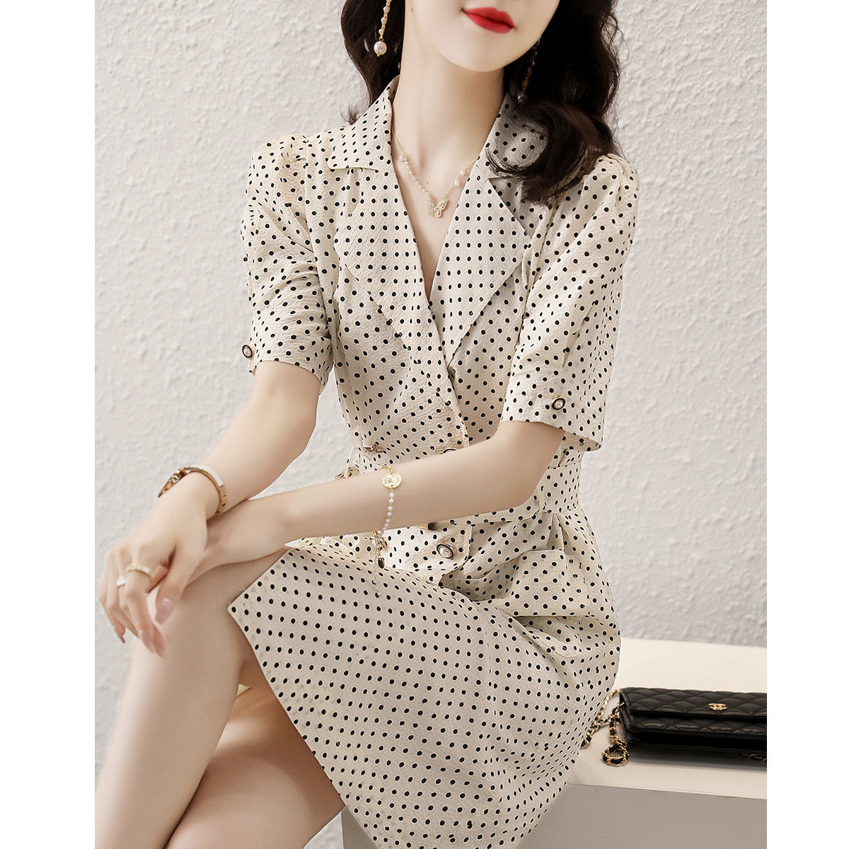 Pinched waist dress loose business suit for women