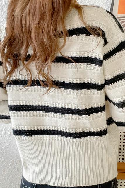Lazy stripe sweater knitted Korean style tops