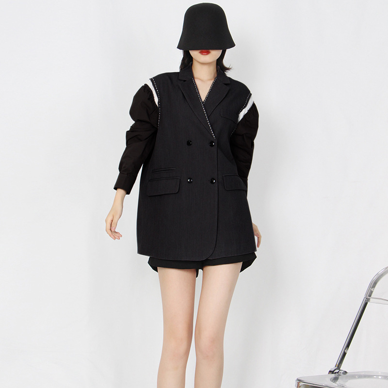 Long sleeve splice business suit loose personality coat