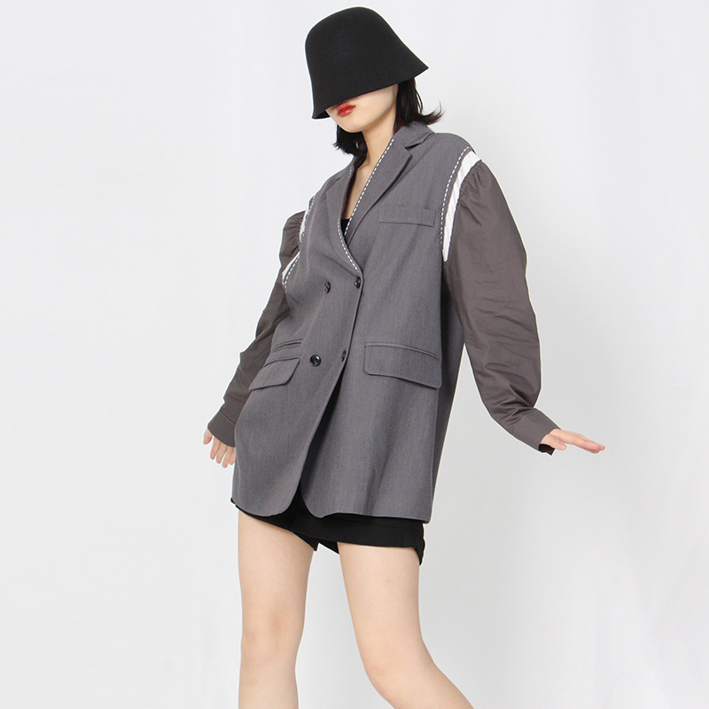 Long sleeve splice business suit loose personality coat