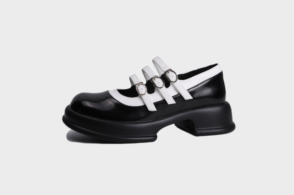 Small leather shoes thick crust shoes for women